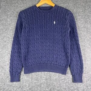Polo Ralph Lauren Cable Knit Sweater Navy Blue Fits Like Womens Small